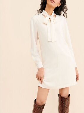 Anthropologie Gal Meets Glam Eiffel Tower Bow-Tie Long Sleeve Dress